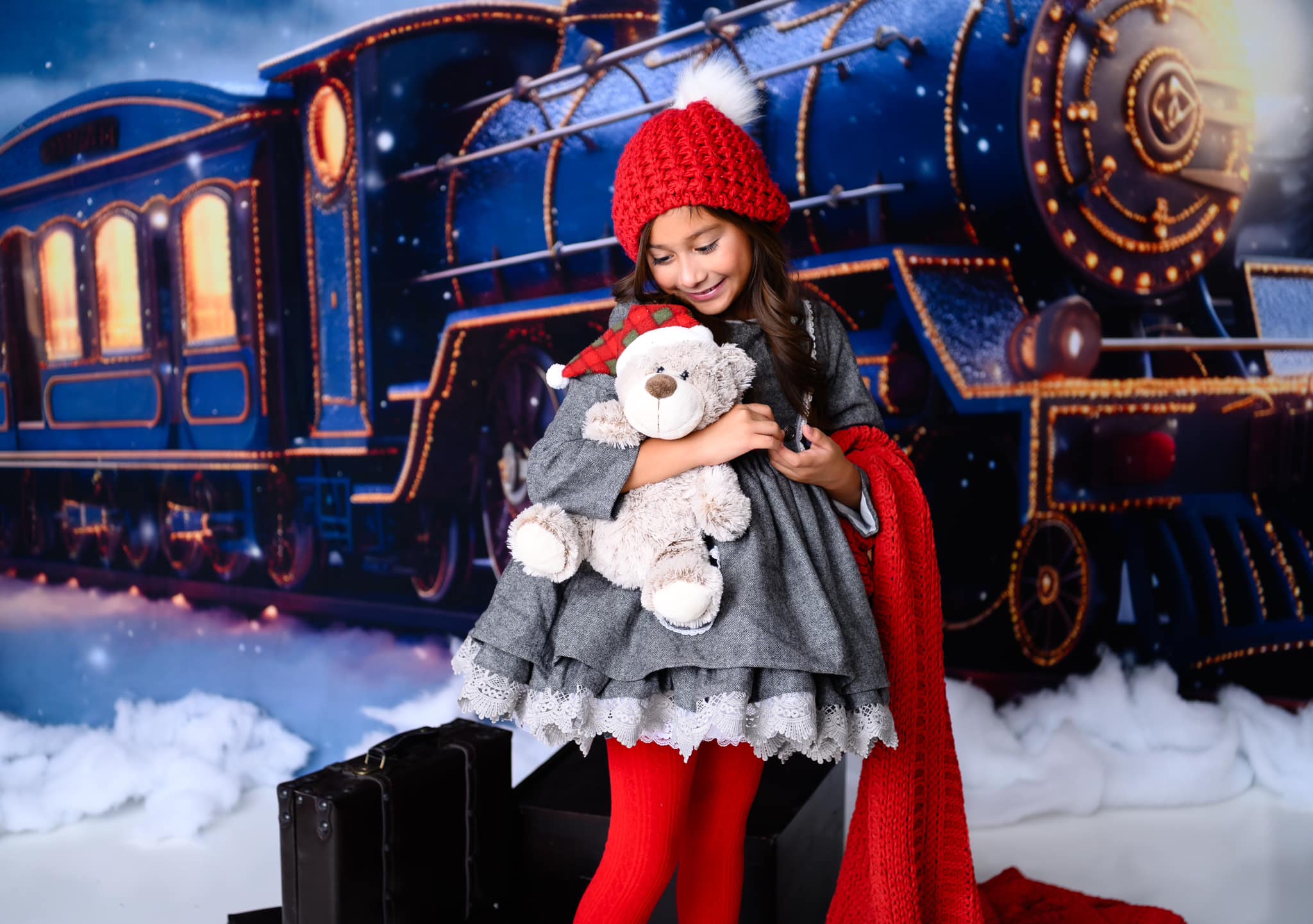Kate Christmas Train Snowy Night Backdrop for Photography -UK
