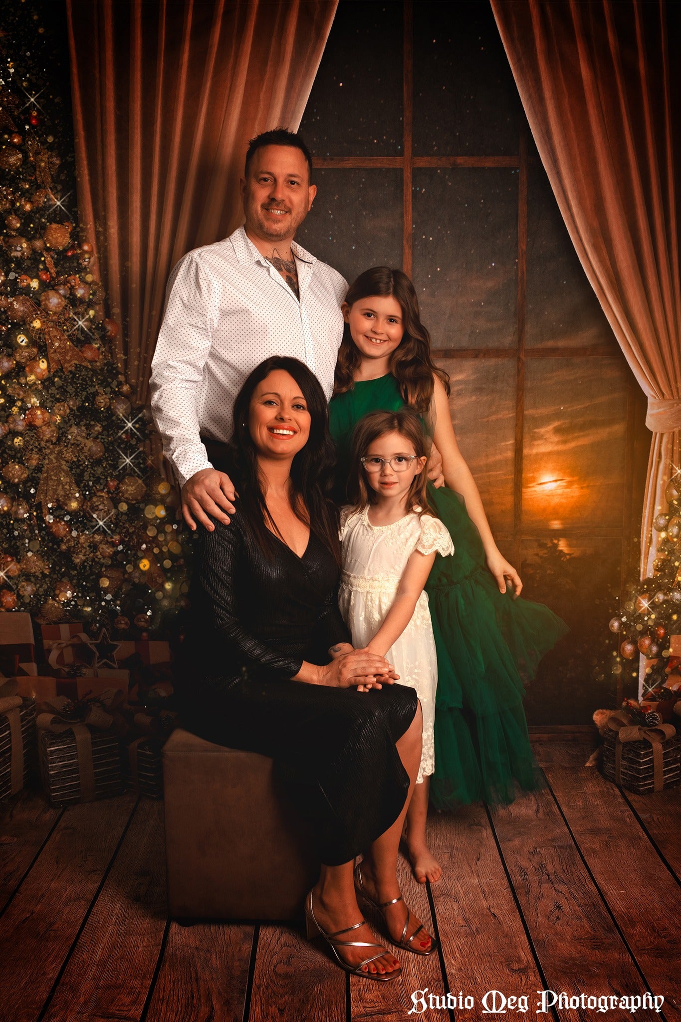 Kate Warm Christmas Trees Window Backdrop for Photography -UK