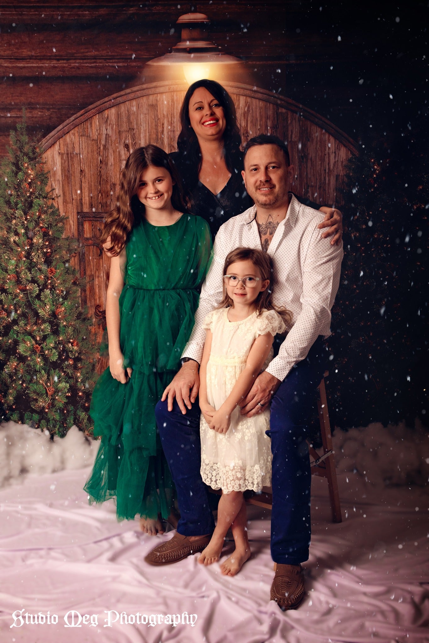 Kate Christmas Barn Door Trees Backdrop for Photography -UK