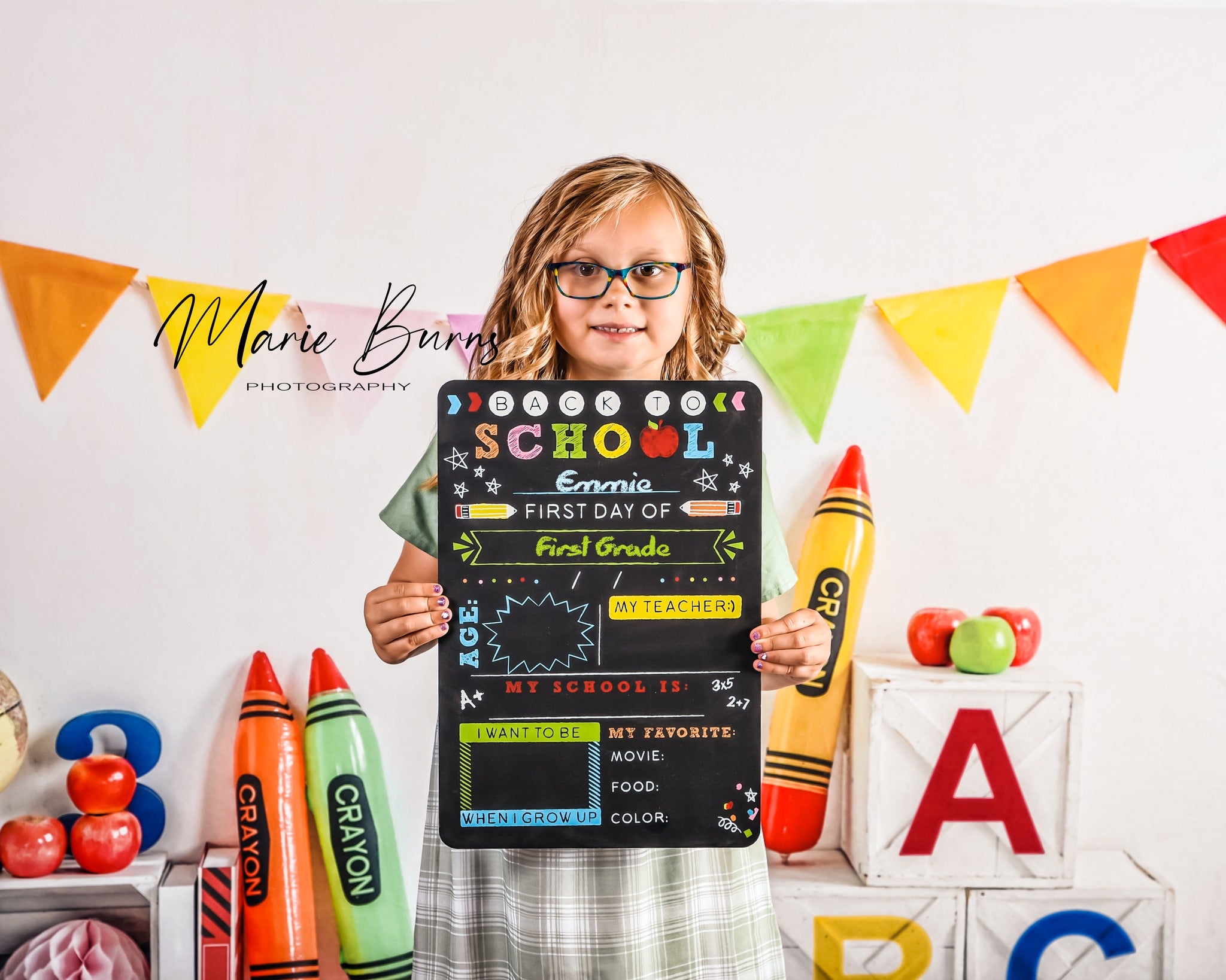 Kate Back to School Crayon Backdrop for Photography -UK