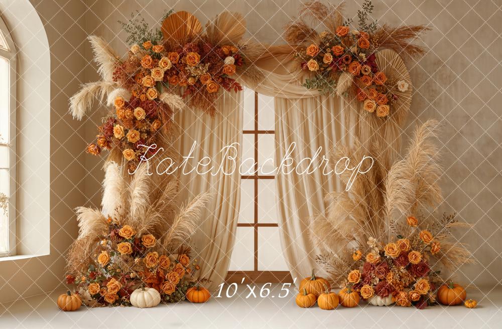 Kate Autumn Garland Pampas Pumpkins Backdrop Designed by Emetselch -UK