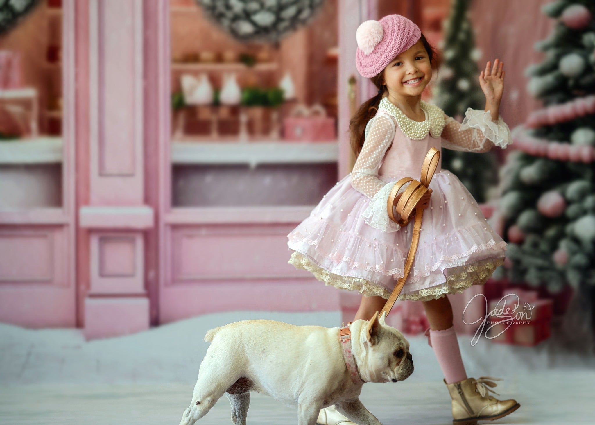 Kate Christmas Pink Door Store Backdrop Designed by Chain Photography -UK