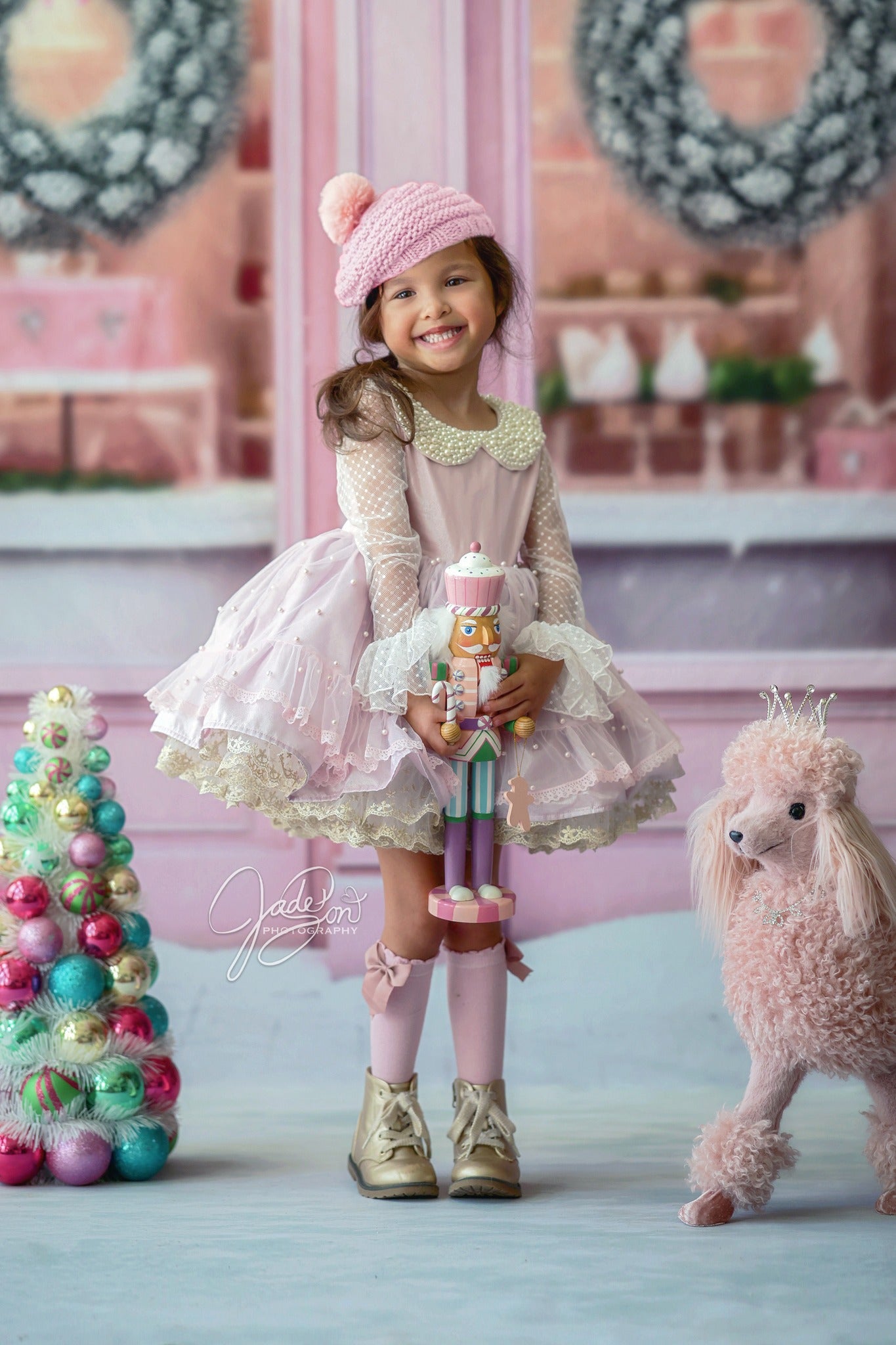 Kate Christmas Pink Door Store Backdrop Designed by Chain Photography -UK