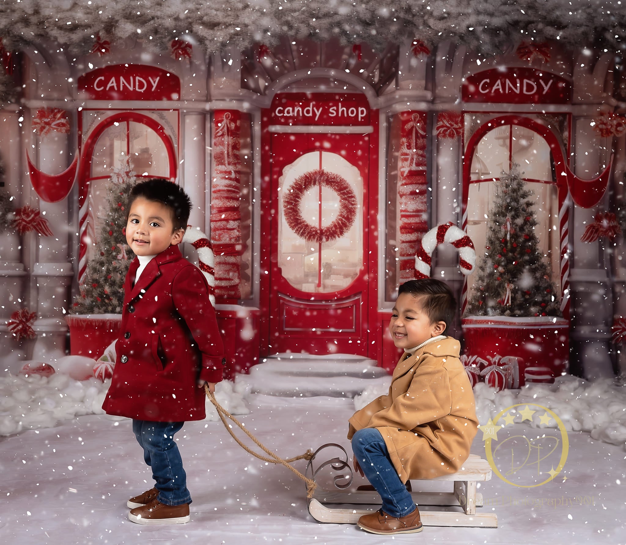 Kate Christmas Red Candy Shop Backdrop Designed by Chain Photography -UK