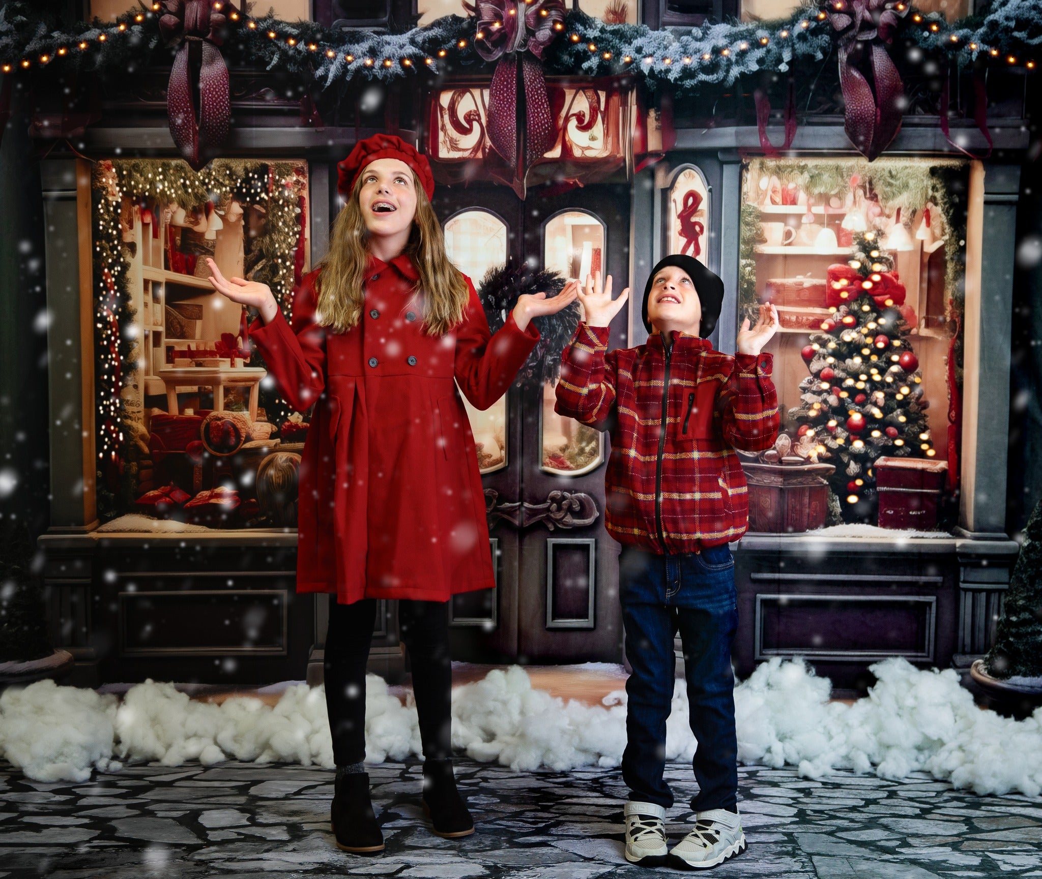 Kate Evening Christmas Store Backdrop Designed by Megan Leigh Photography -UK