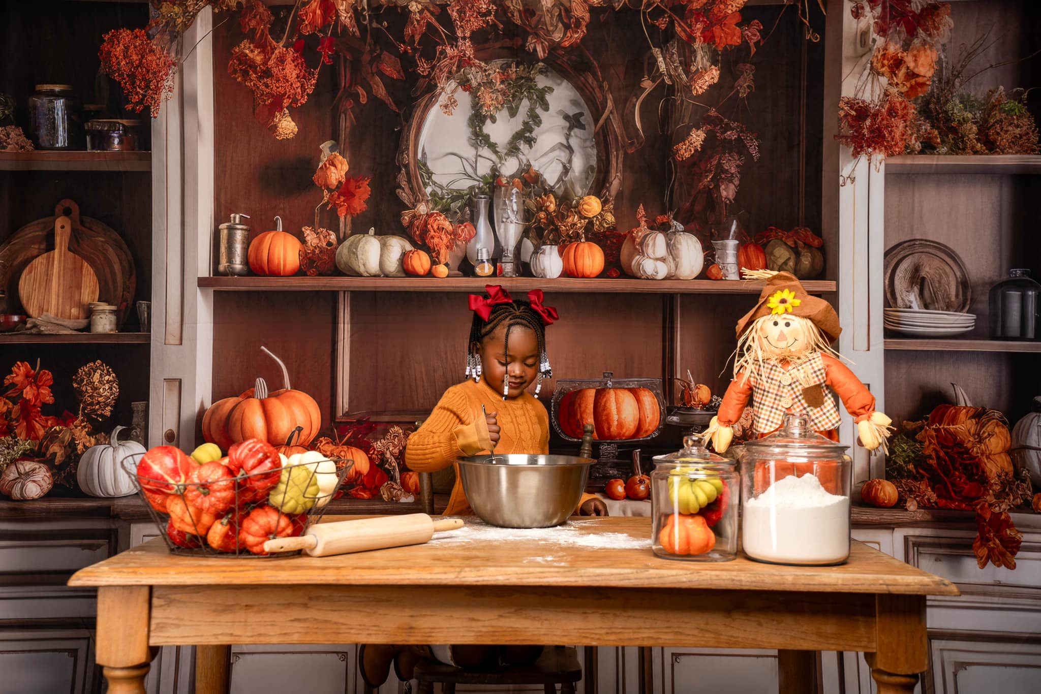 Kate Cozy Autumn Kitchen Hutch Backdrop Designed by Mandy Ringe Photography -UK