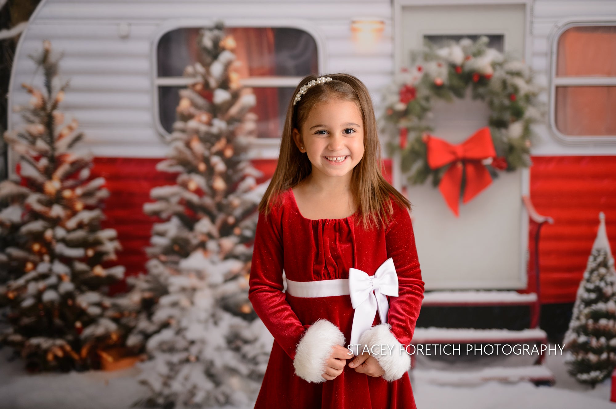Kate Christmas Red Camping Car Winter Backdrop for Photography -UK