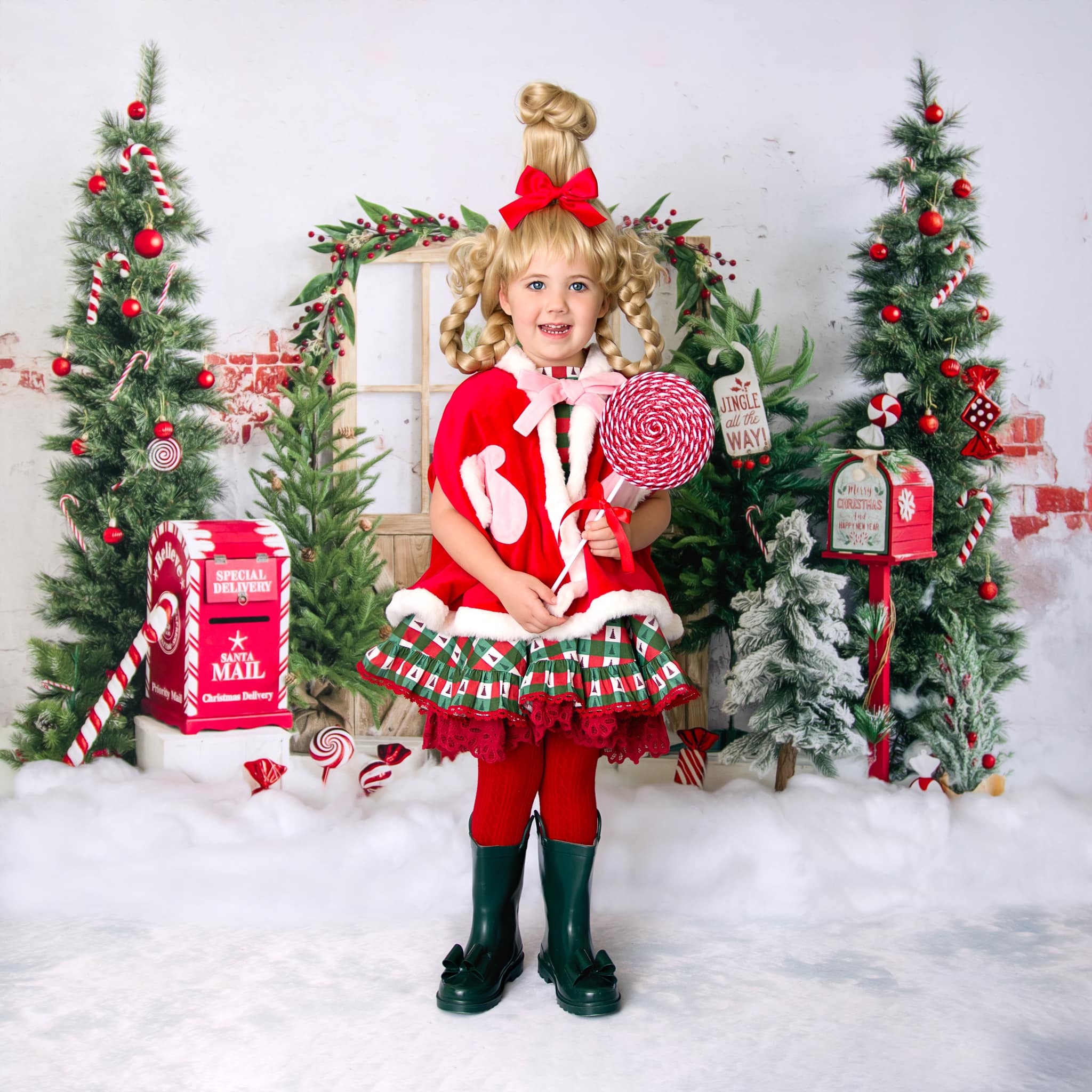 Kate Christmas Backdrop Snow Mailbox Designed by Emetselch -UK