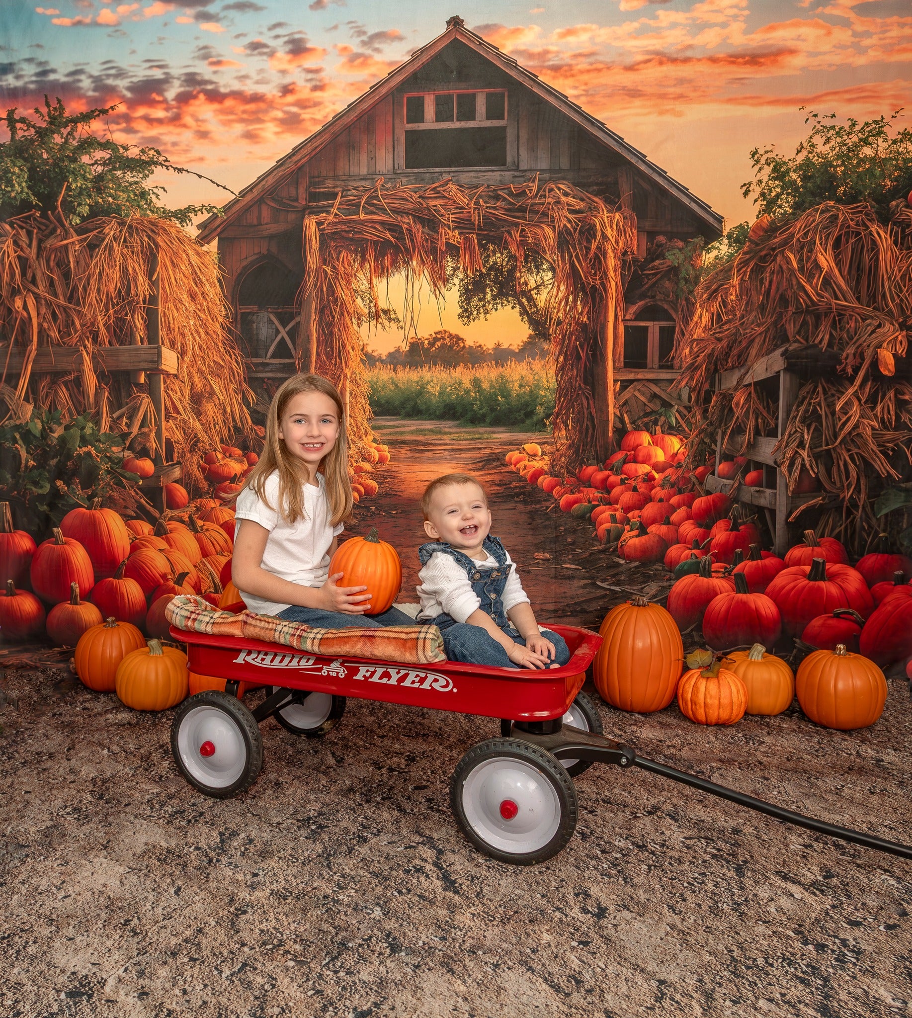 Kate Autumn Pumpkin Farm Backdrop for Photography