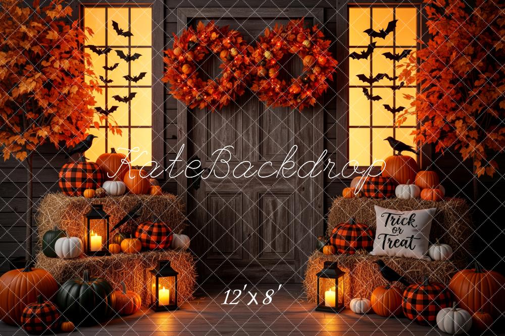 Kate Halloween Pumpkins Autumn Wreaths Backdrop Designed by Patty Robert