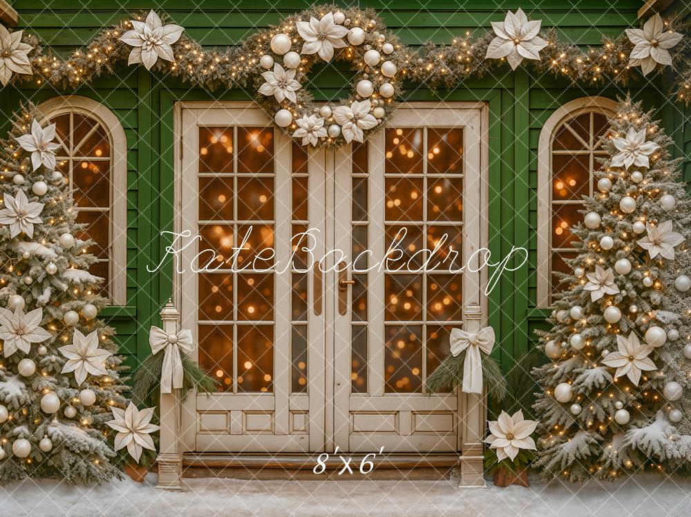 Kate Christmas Wreath Garland Trees Backdrop Designed by Ashley Paul
