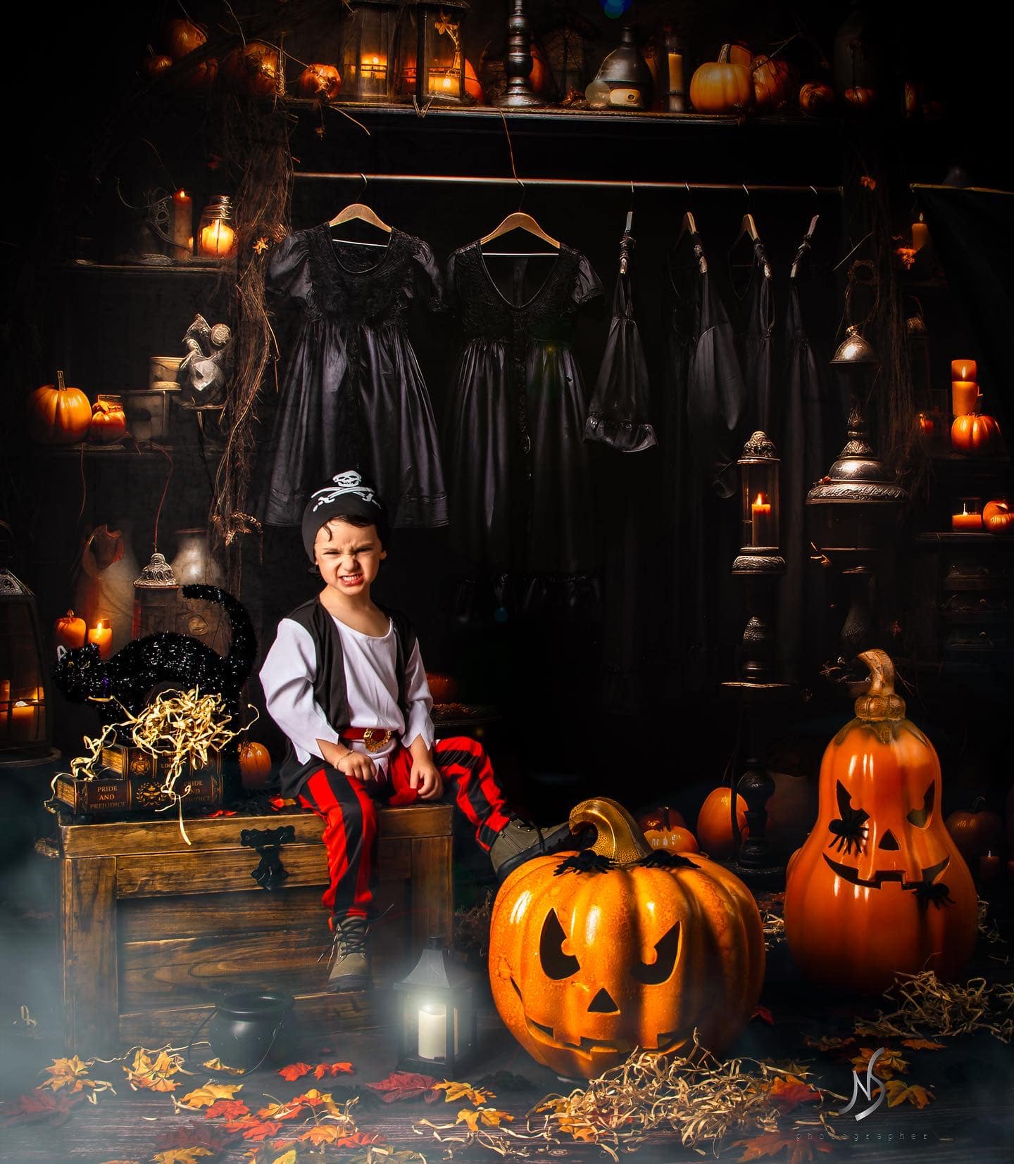 Kate Witch Dress Closet Halloween Backdrop for Photography -UK