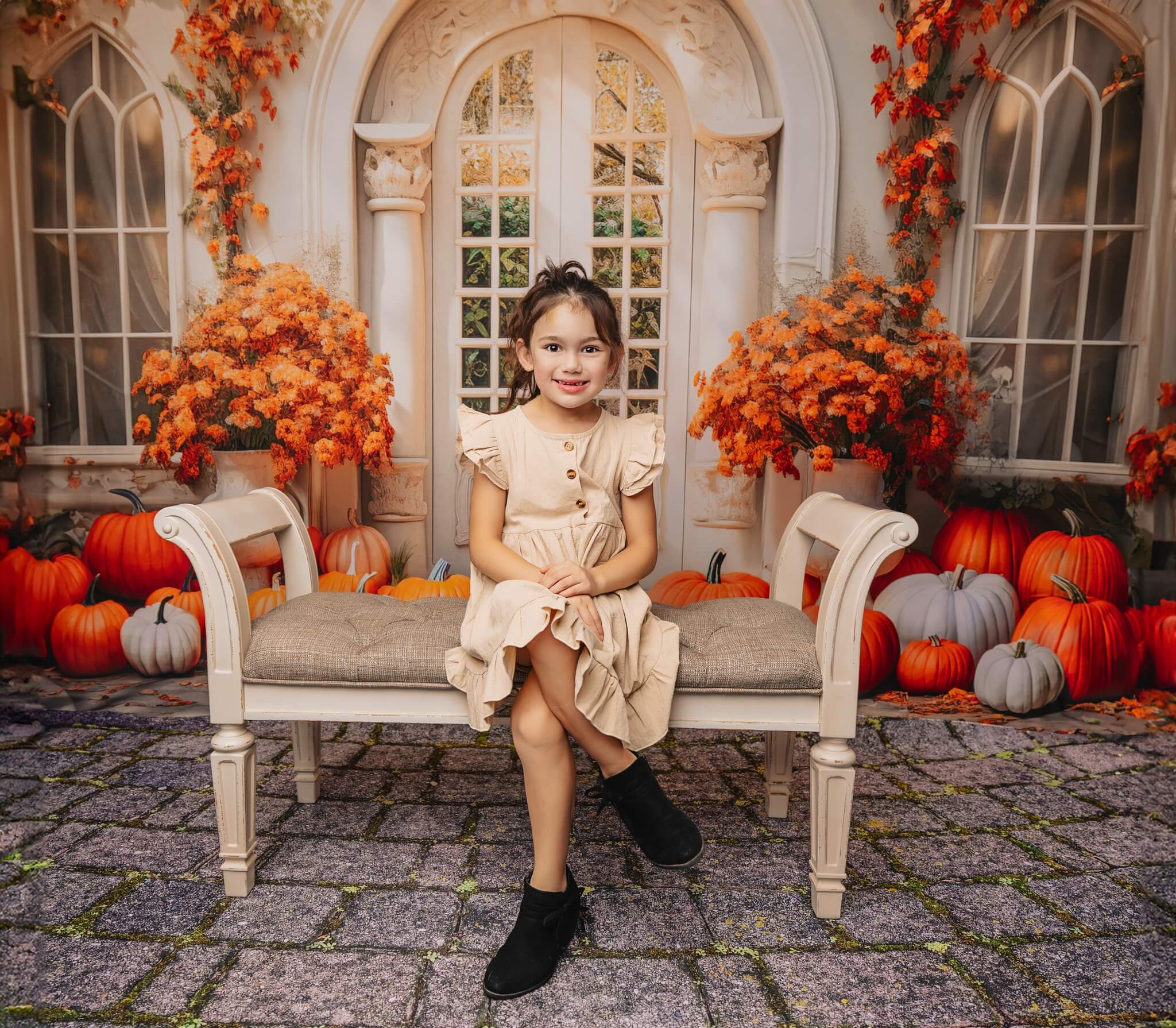 Kate Autumn Pumpkin White Door Backdrop Designed by Emetselch -UK