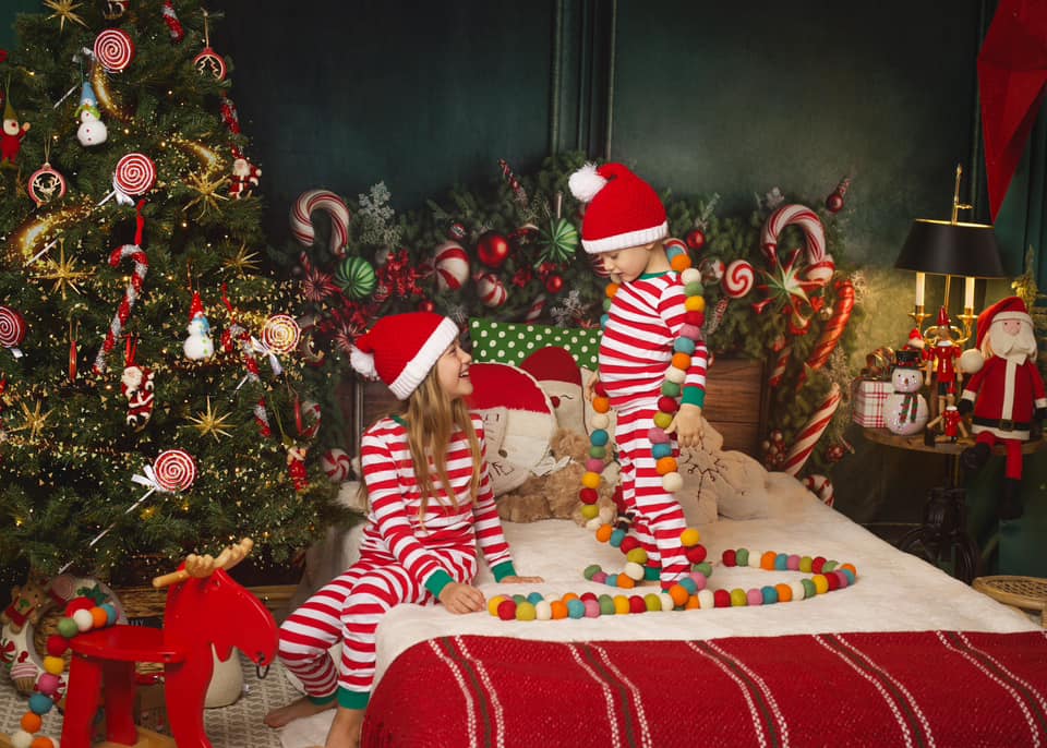 Kate Christmas Candy Cane Headboard Backdrop Designed by Mandy Ringe Photography