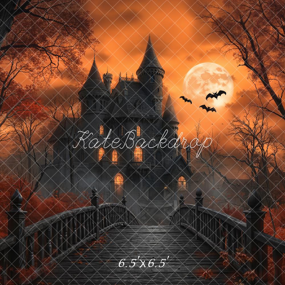 Kate Halloween Haunted Castle Bridge Moon Backdrop Designed by Emetselch -UK