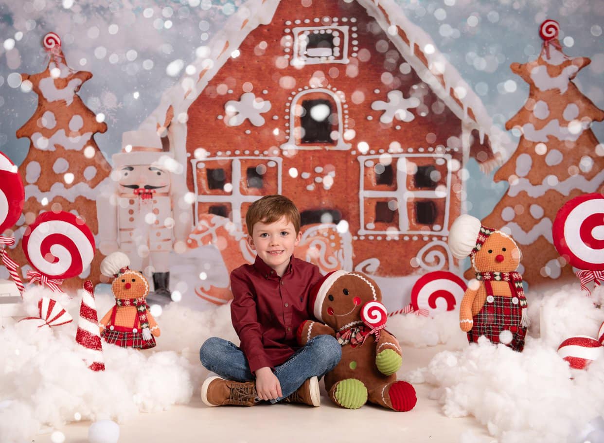 Kate Christmas Gingerbread House Hot Cocoa Backdrop for Photography -UK
