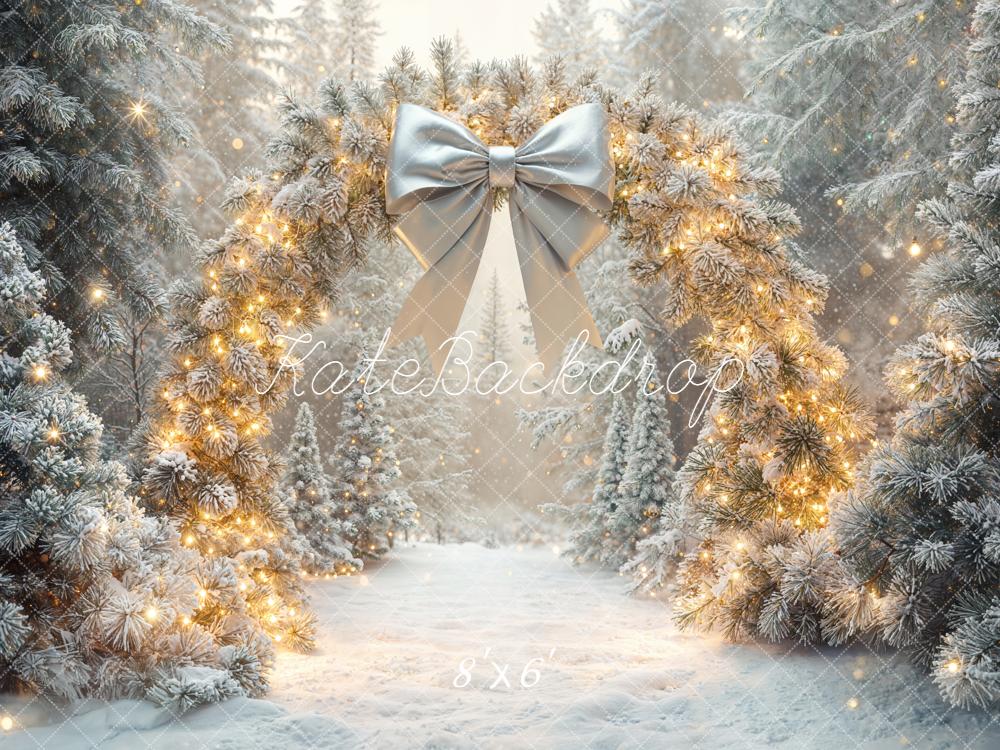 Kate Christmas Flower Arch Snowy Trees Backdrop Designed by Emetselch