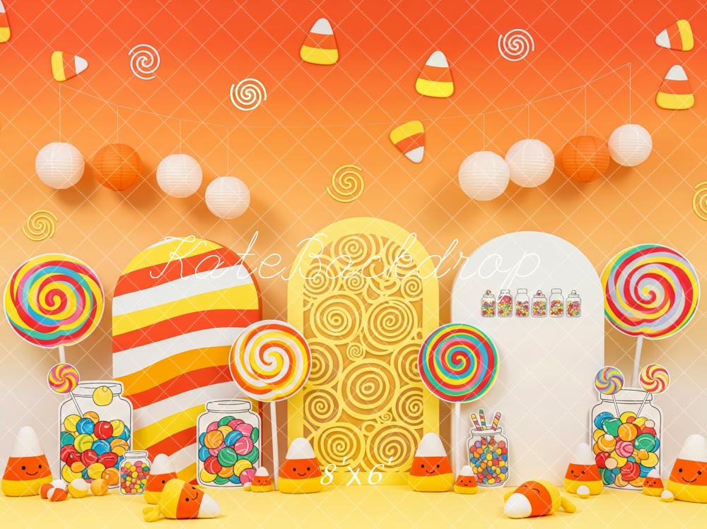 Kate Candy Corn Lollipops Orange Gradient Backdrop Designed by Patty Robert