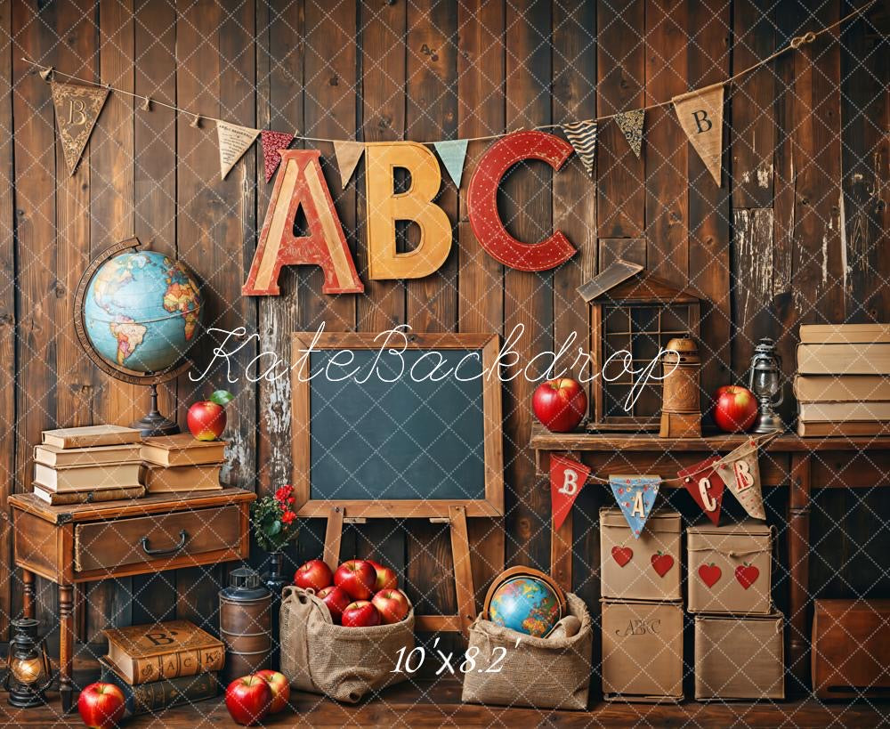 Kate Back to School/Graduation Vintage Wooden Wall Backdrop Designed by Emetselch