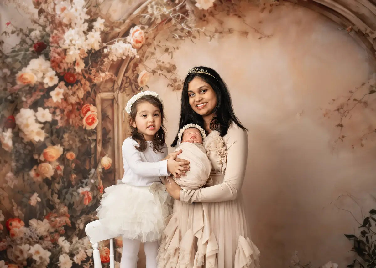 Kate Boho Beige Flower Wall Spring Backdrop Designed by Emetselch -UK