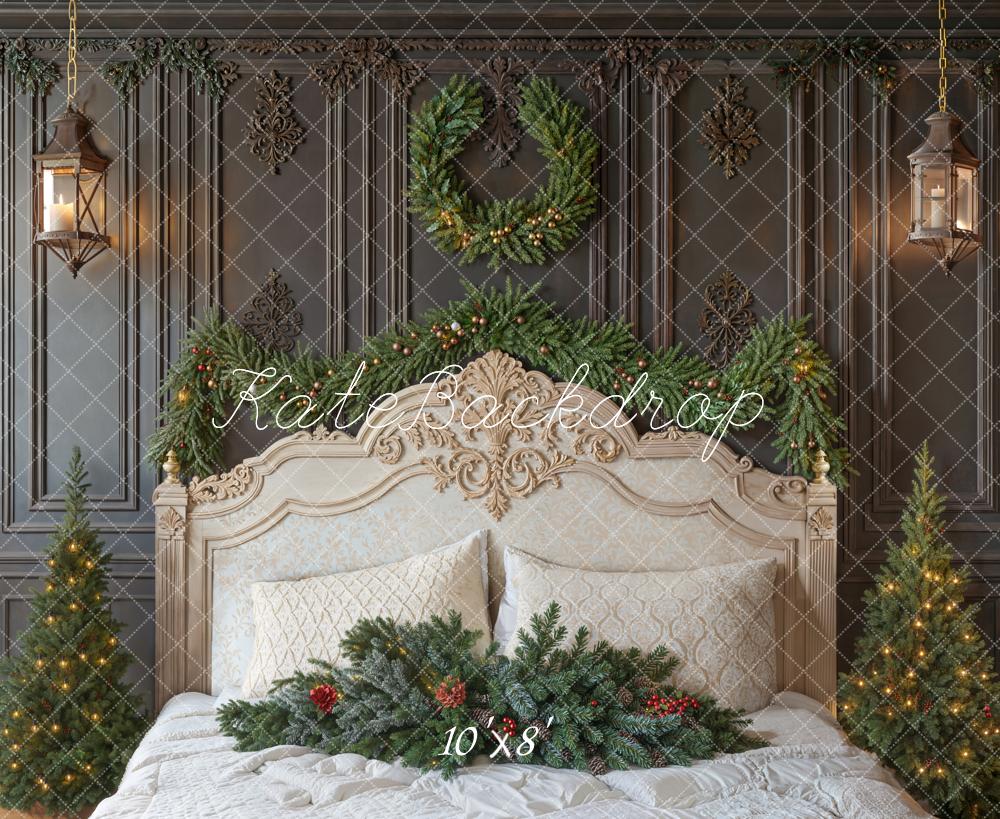 Kate Christmas Bed Wreath Fleece Backdrop Designed by Emetselch -UK