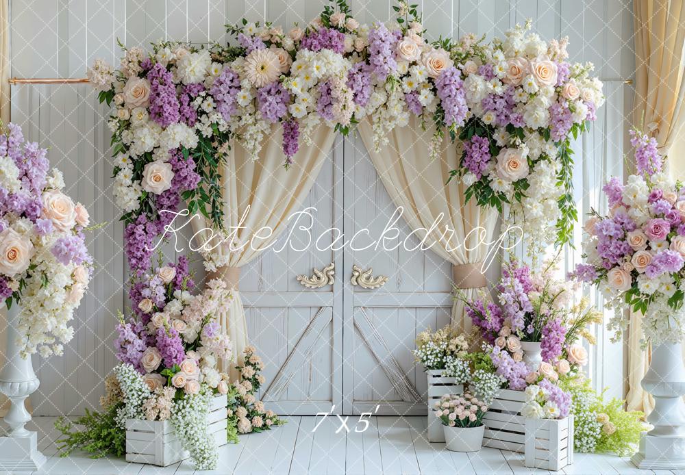 Kate Flower Arch White Wooden Door Backdrop Designed by Mini MakeBelieve -UK