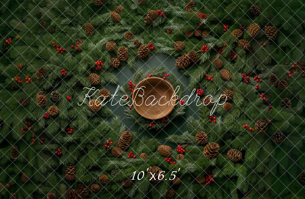 Kate Christmas Wreath Pinecones Bowl Backdrop Designed by Chain Photography
