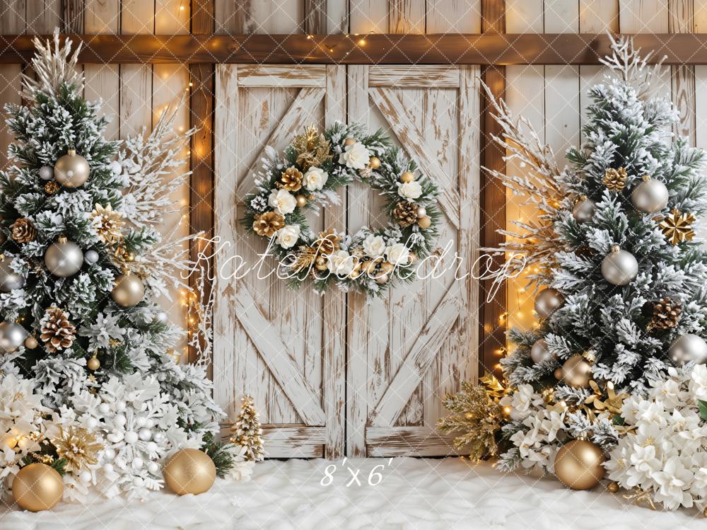 On Sale Kate Christmas Wreath Trees Rustic Door Backdrop Designed by Emetselch -UK