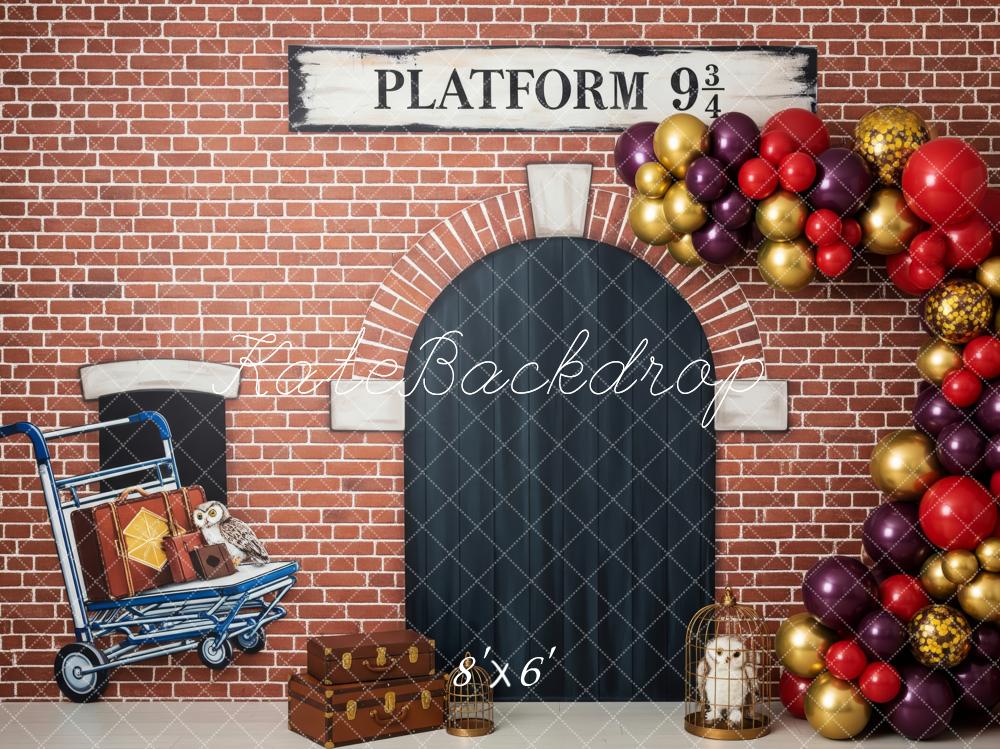 Kate Halloween Brick Wall Arch Luggage Owl Backdrop Designed by Patty Robert