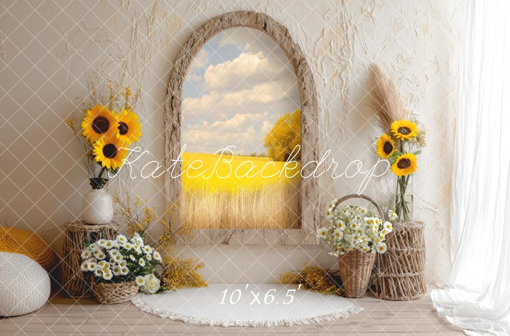 Kate Sunflower Arch Window Rustic Backdrop Designed by Mini MakeBelieve -UK