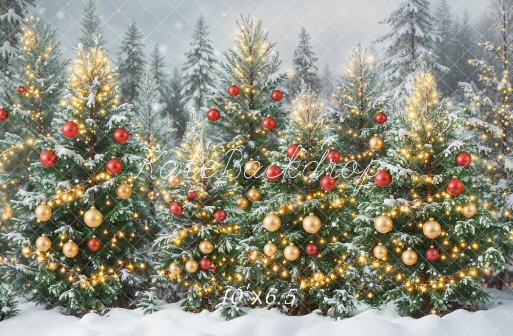 Kate Christmas Snowy Trees Forest Backdrop Designed by Emetselch -UK