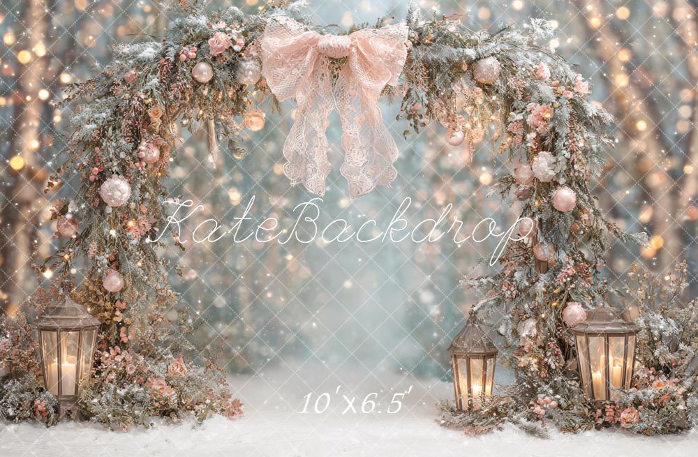 Kate Winter Floral Arch Snowy Backdrop Designed by Ashley Paul