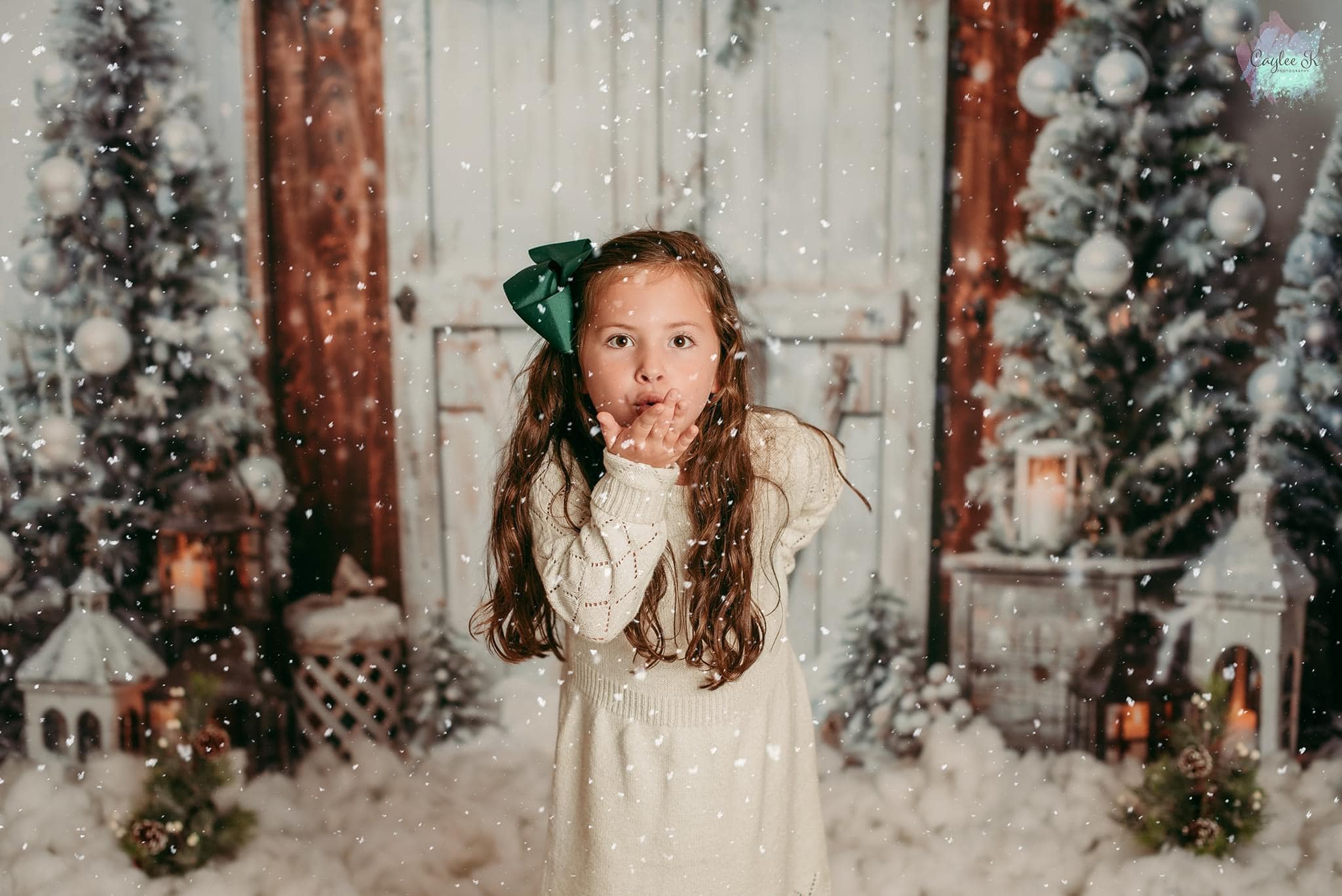 Kate Christmas Tree White Barn Door Backdrop Designed by Emetselch -UK