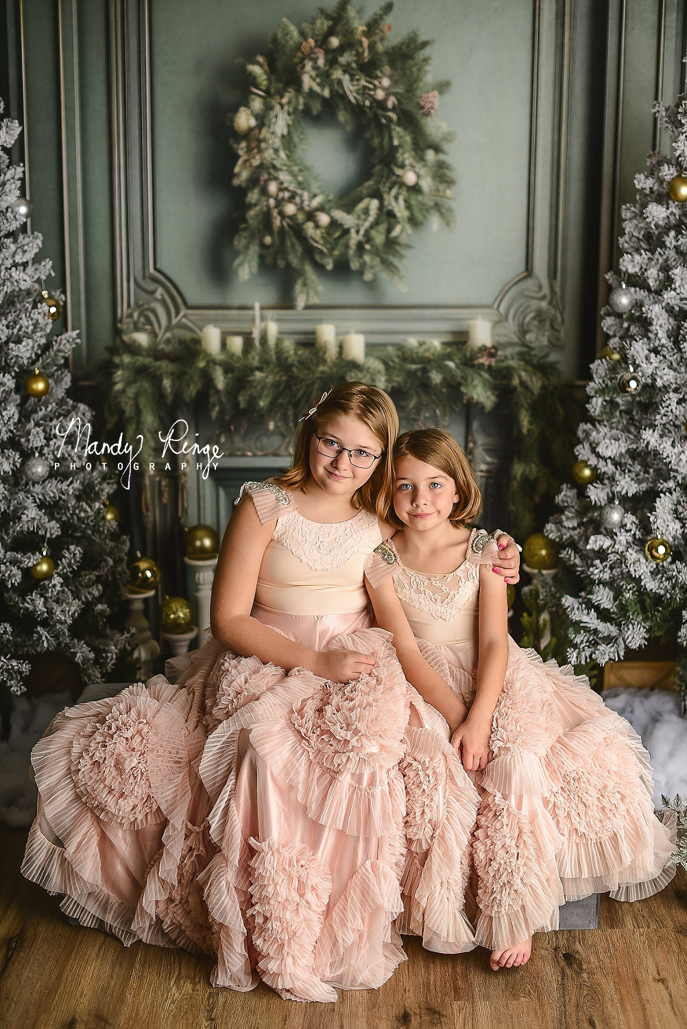 Kate Fireplace Greenery Christmas Backdrop Designed by Mandy Ringe Photography -UK