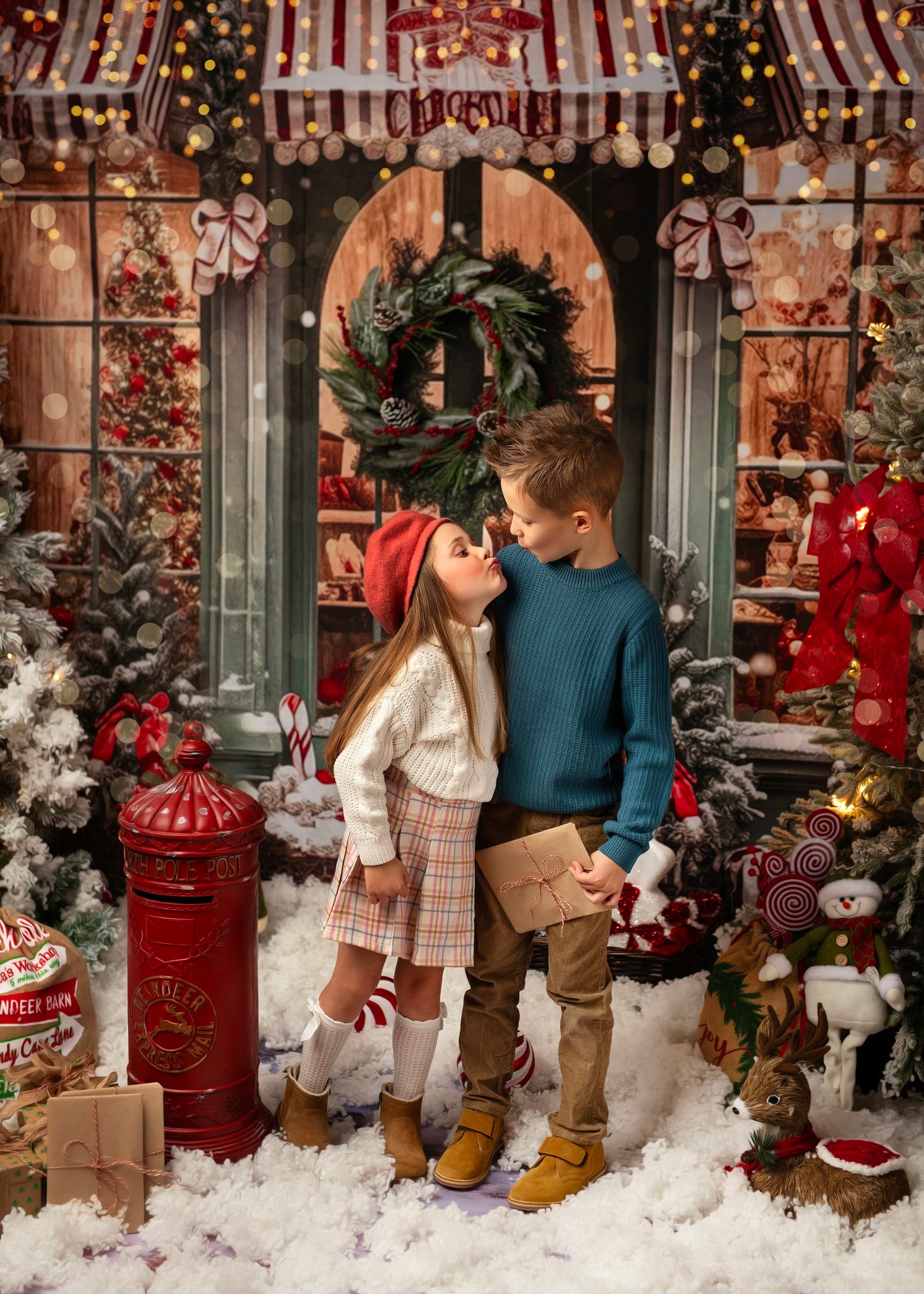 Kate Christmas Snow Cabin Backdrop for Photography