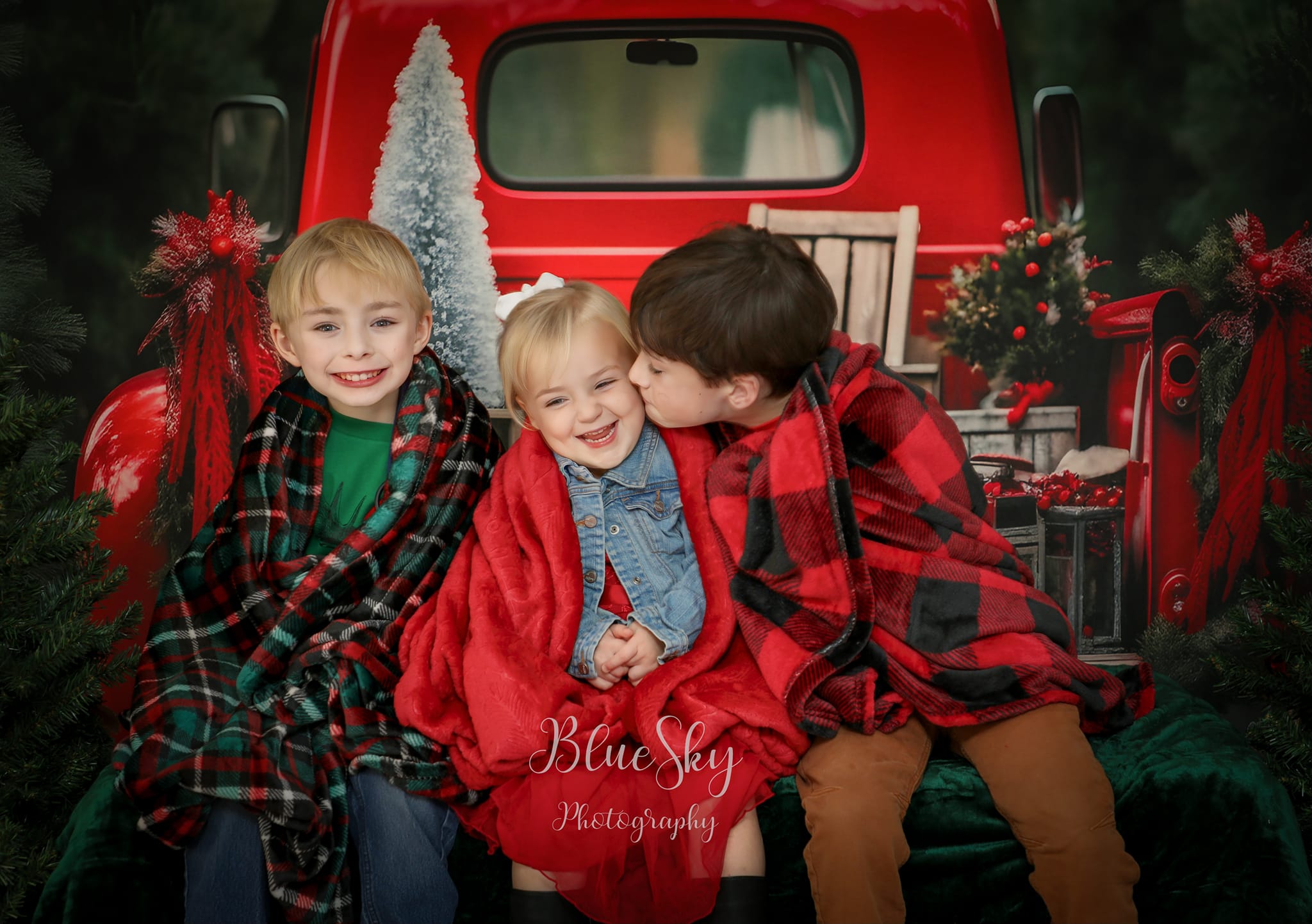 Kate Christmas Red Truck Backdrop for Photography -UK