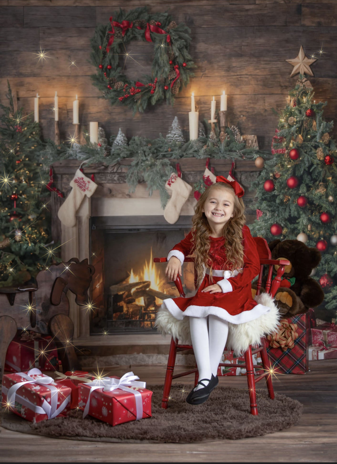 Kate Christmas Santa Room Fireplace Socks Backdrop for Photography -UK