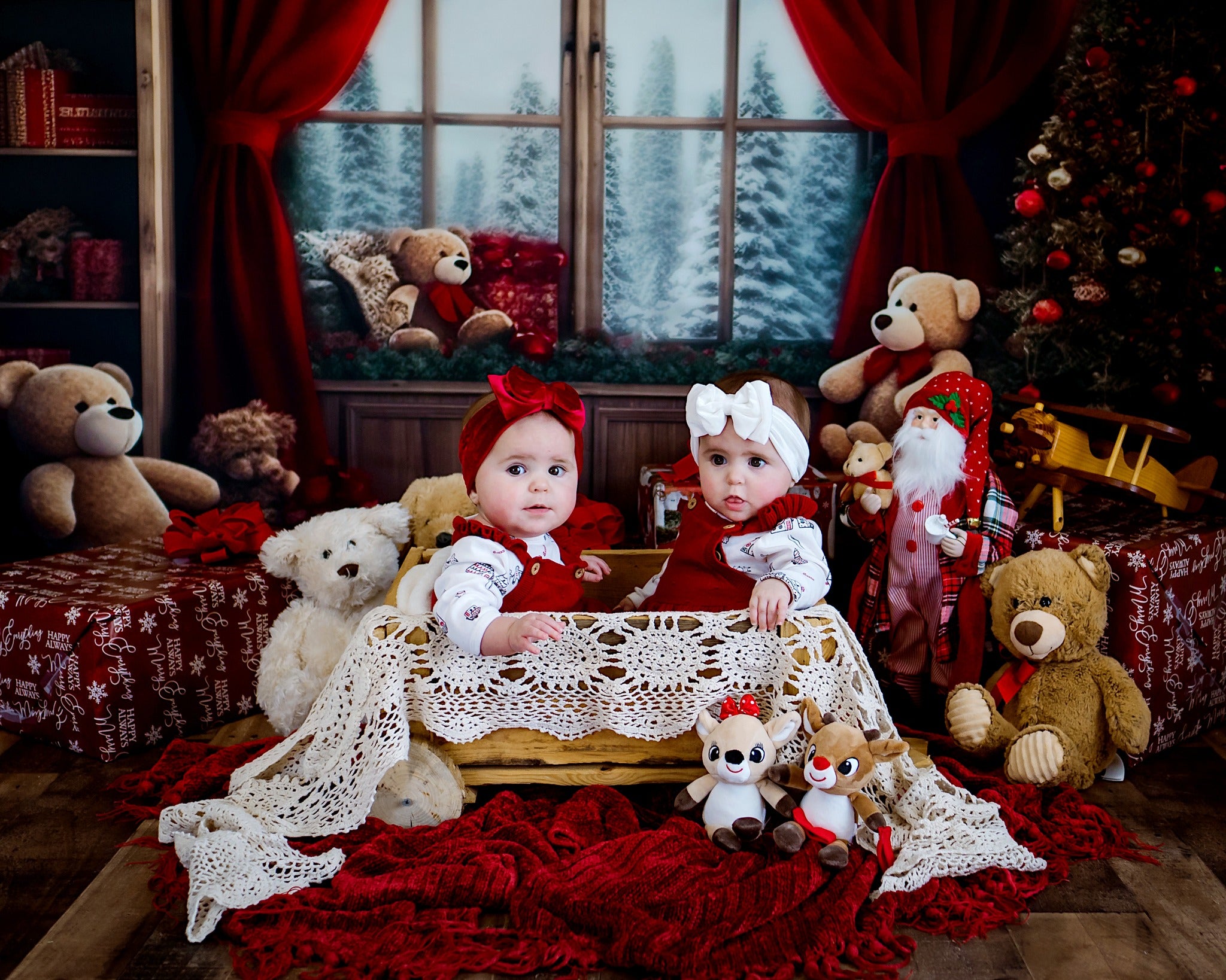 Kate Christmas Room Teddy Bear Window Backdrop Designed by Chain Photography -UK
