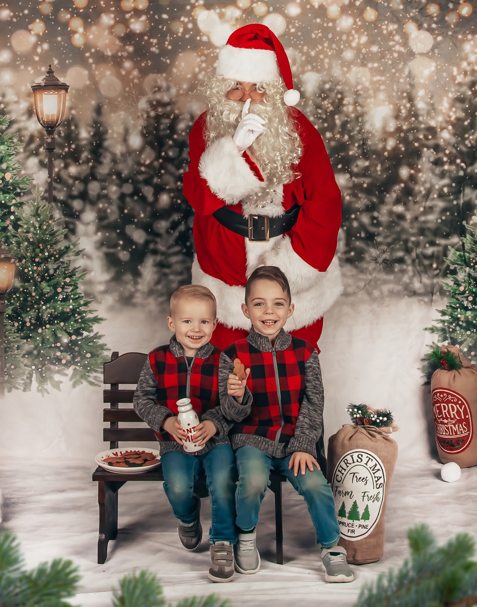 Kate Christmas Snow Forest Lights Backdrop for Photography -UK