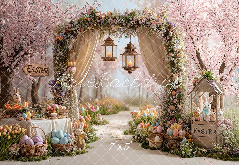 Kate Easter Bunny Floral Arch Eggs Backdrop Designed by Emetselch