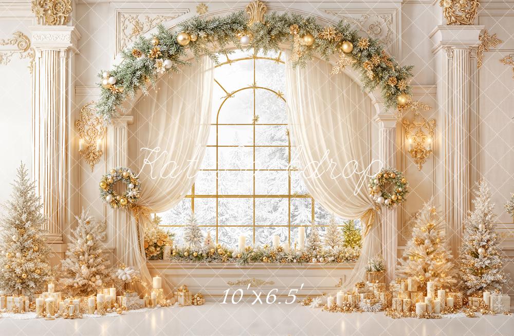 On Sale Kate Christmas Gold Garland Arch Elegant Trees Backdrop Designed by Emetselch