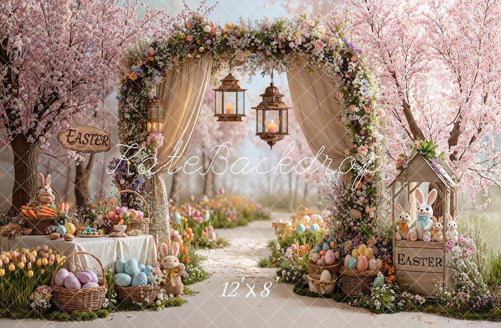 Kate Easter Bunny Floral Arch Eggs Backdrop Designed by Emetselch