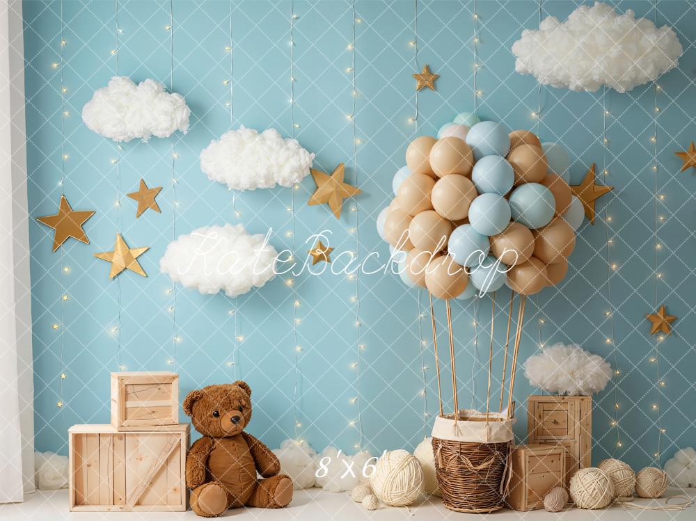 Kate Cake Smash Hot Air Balloon Teddy Cloud Backdrop Designed by Emetselch