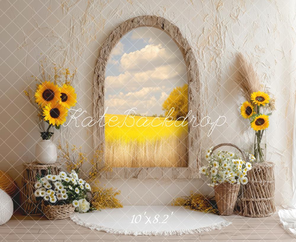 Kate Sunflower Arch Window Rustic Backdrop Designed by Mini MakeBelieve -UK