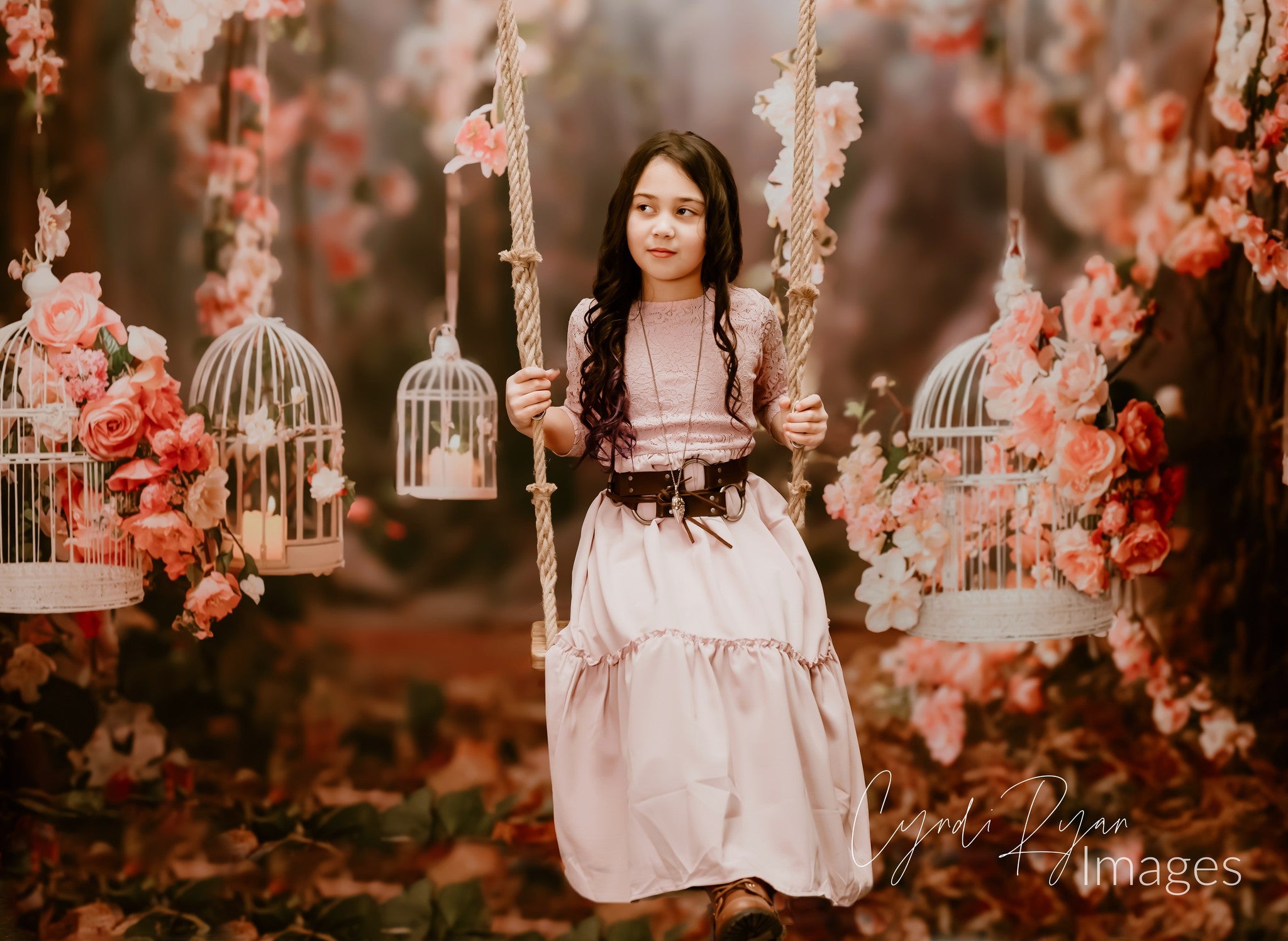 Kate Valentine's Day Pink Rose Birdcage Backdrop Designed by Emetselch -UK