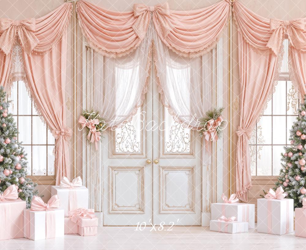 Kate Christmas Pink Curtain Gifts Backdrop Designed by Emetselch -UK