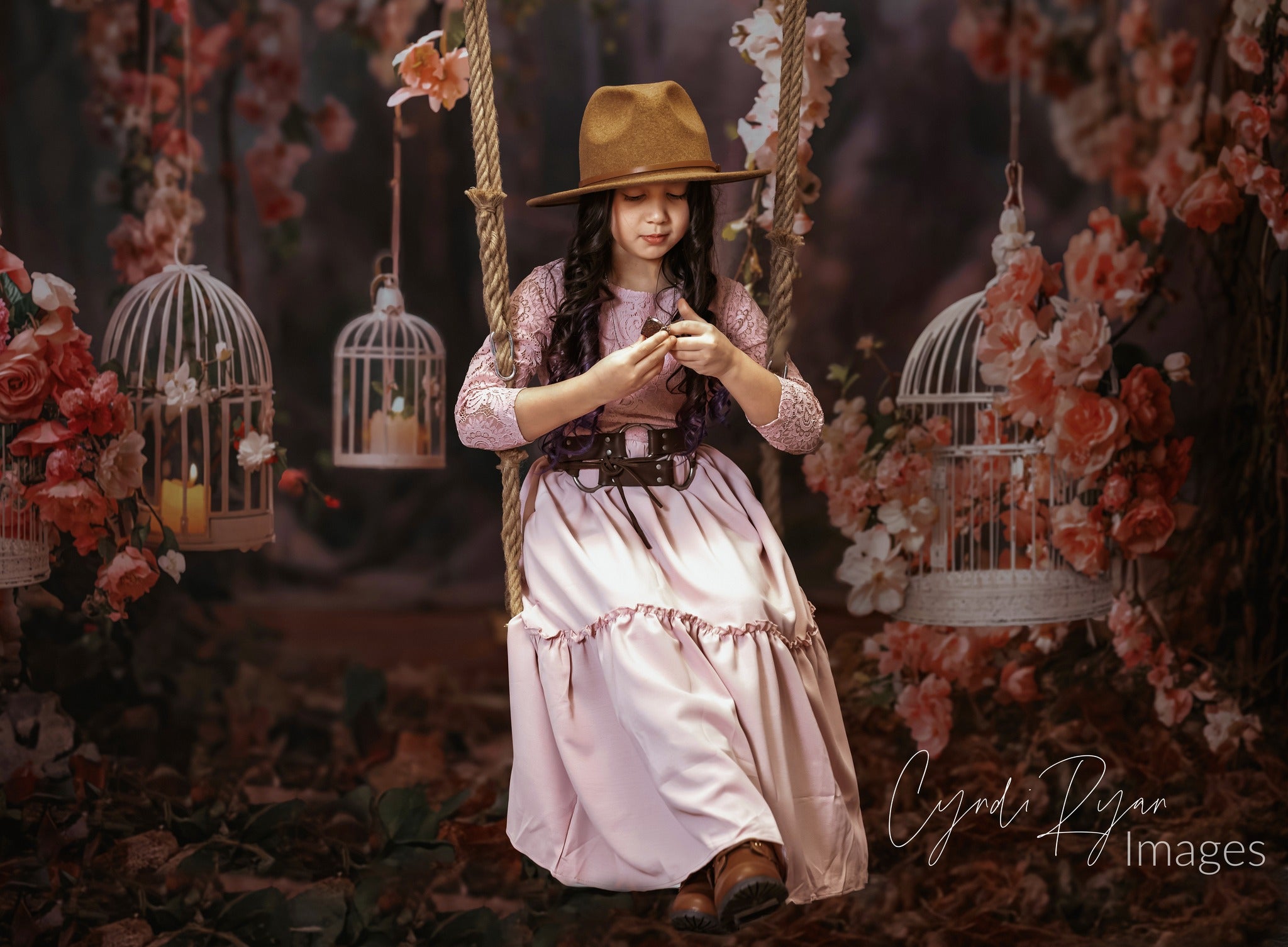 Kate Valentine's Day Pink Rose Birdcage Backdrop Designed by Emetselch -UK