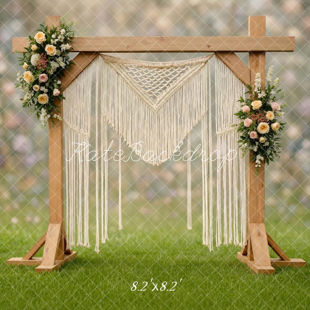 Kate Boho Wooden Arch Macrame Floral Backdrop Designed by Mini MakeBelieve -UK