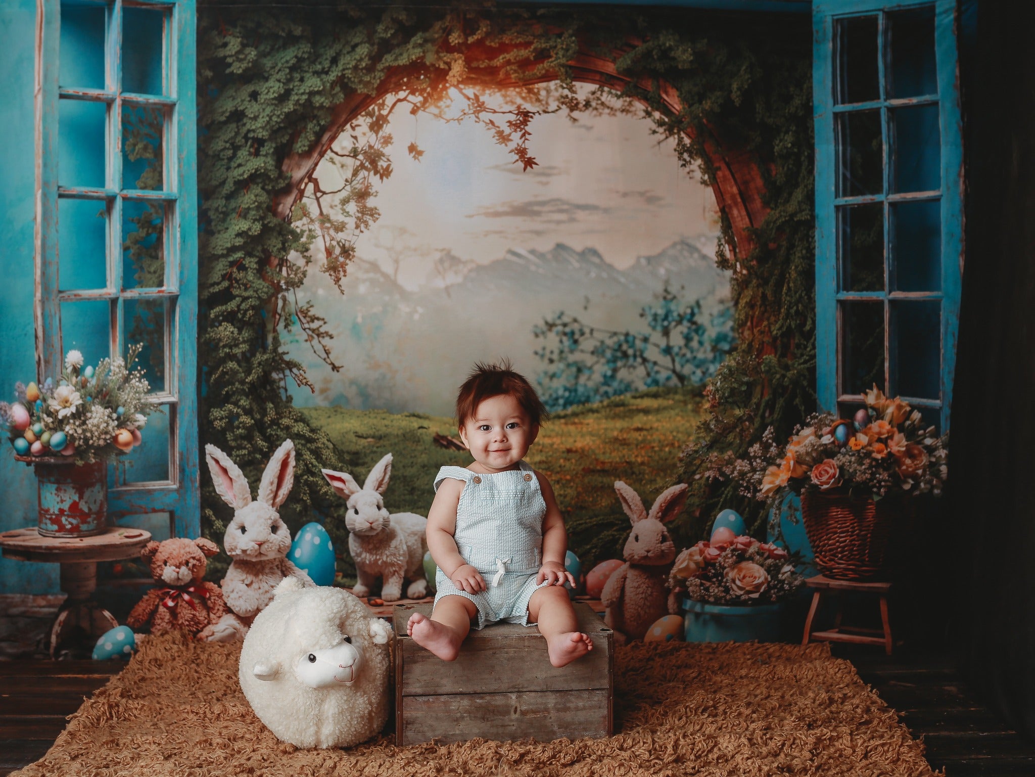 Kate Spring Easter Bunny Window Backdrop for Photography -UK