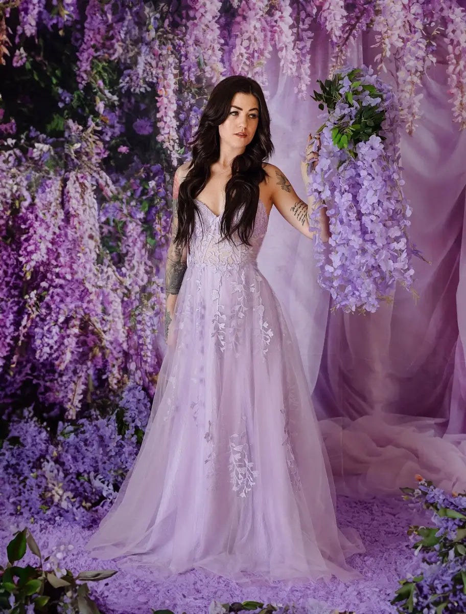 Kate Wisteria Purple Curtain Backdrop Designed by Emetselch